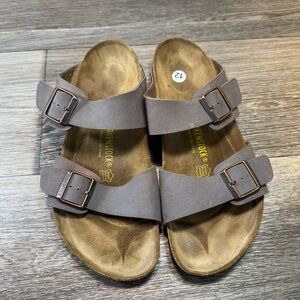 Birkenstock Brown Two-Strap Sandals with Buckles